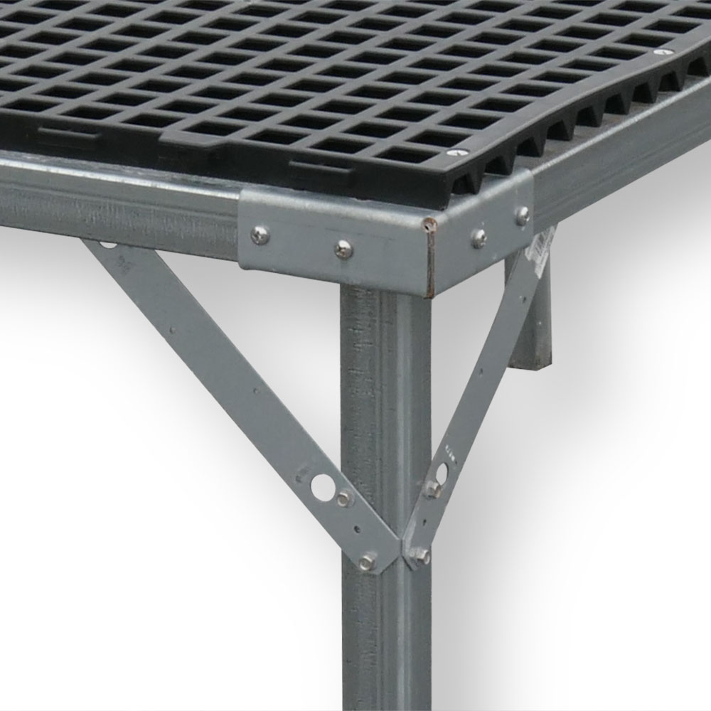 leg-brace Aluminum Leg Brace for Greenhouse Bench Legs 1 x 12" - Image 1